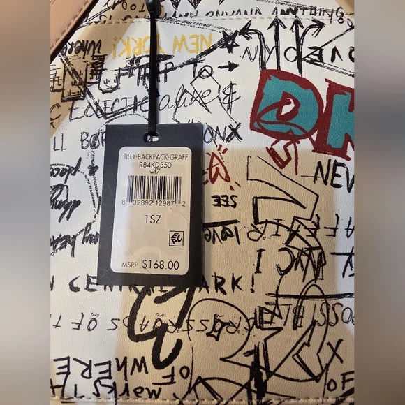 DKNY Urban Graffiti Backpack with Red and Black Accents - Picture 6 of 6